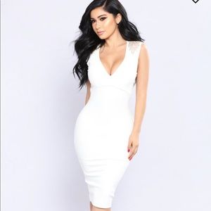 Fashion Nova White Dress with Rhinestones NWT